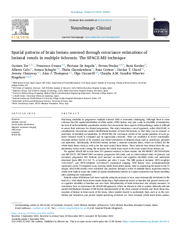 (PDF) Spatial patterns of brain lesions assessed through covariance ...
