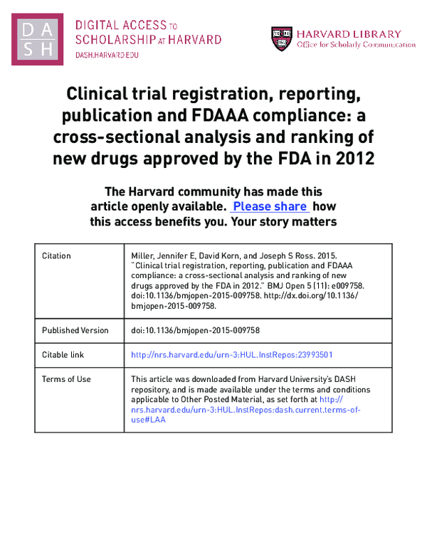 (PDF) Clinical trial registration, reporting, publication and FDAAA ...