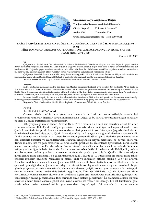 (PDF) Si̇ci̇ll-İ Ahvâl Defterleri̇ne Göre Si̇i̇rt Doğumlu Gayr-İ ...