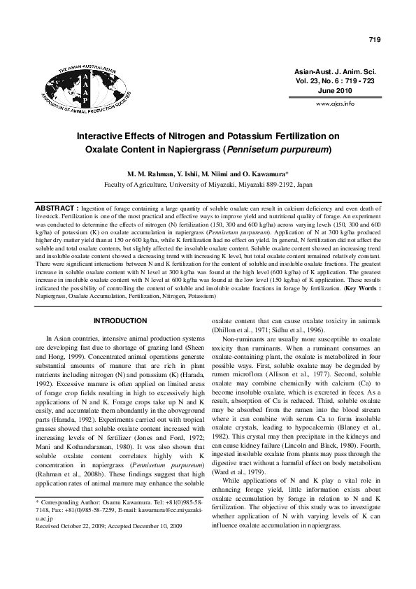 (PDF) Interactive Effects of Nitrogen and Potassium Fertilization on ...