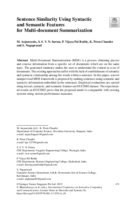 (PDF) Sentence Similarity Using Syntactic and Semantic Features for ...
