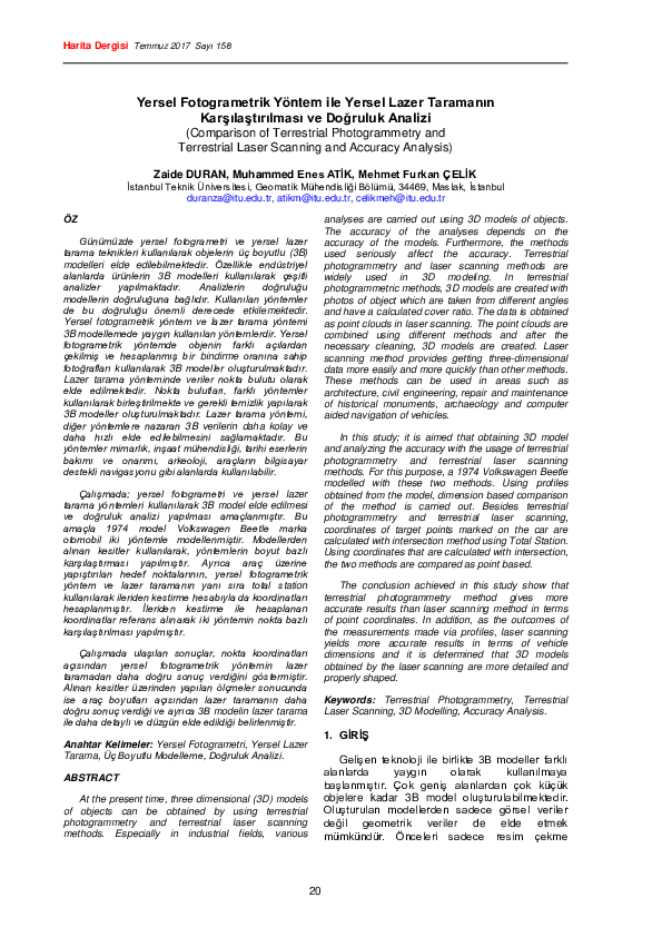 (PDF) Comparison of Terrestrial Photogrammetry and Terrestrial Laser ...