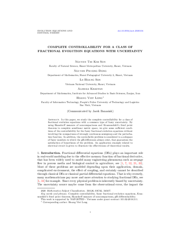 (PDF) Complete controllability for a class of fractional evolution ...