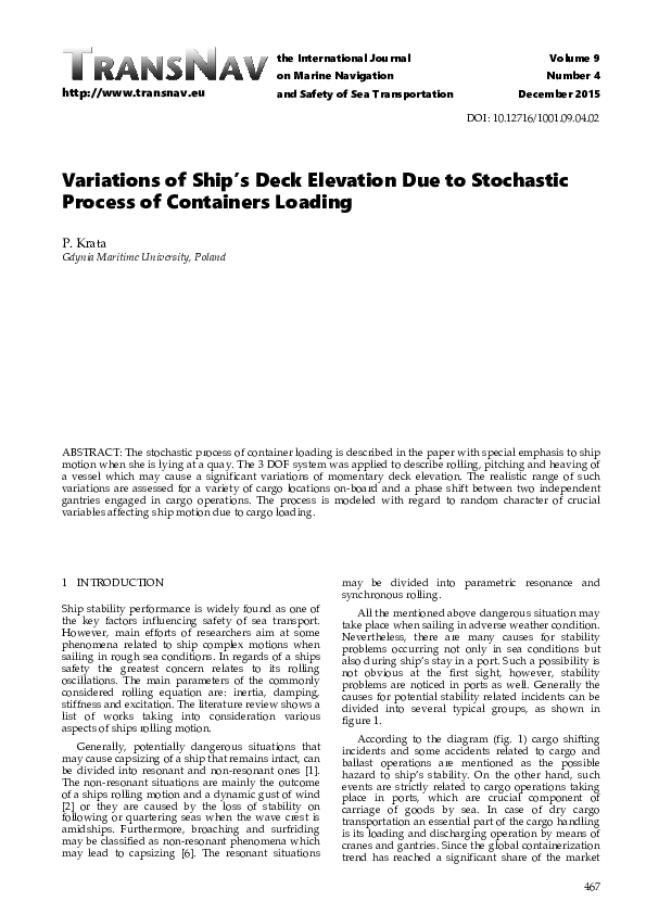 (PDF) Variations of Ship’s Deck Elevation Due to Stochastic Process of ...