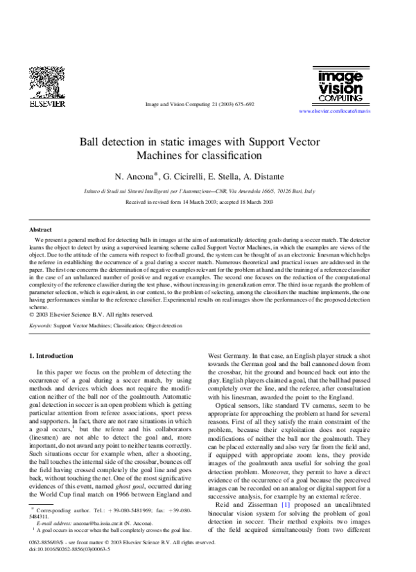 (PDF) Ball detection in static images with Support Vector Machines for ...