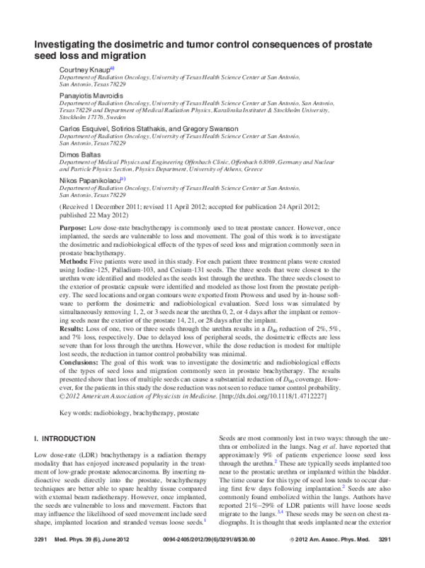 (PDF) Investigating the dosimetric and tumor control consequences of ...