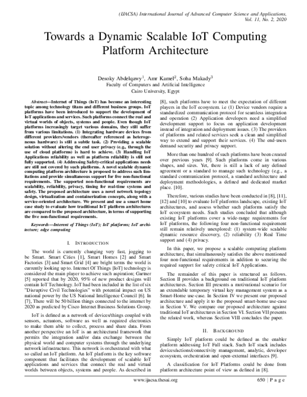 (PDF) Towards a Dynamic Scalable IoT Computing Platform Architecture