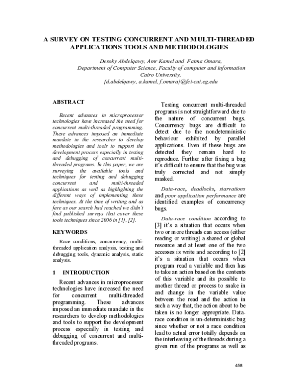 (PDF) A survey on testing concurrent and multi-threaded applications ...