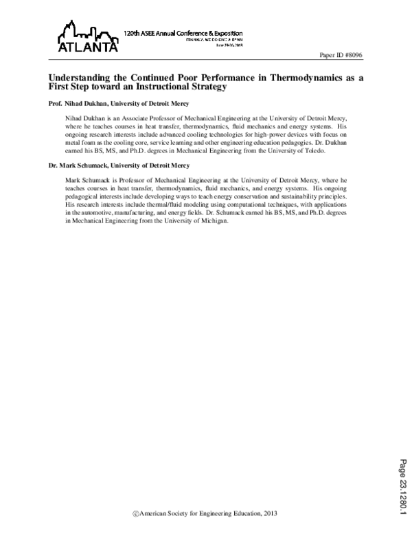 (PDF) Understanding the Continued Poor Performance in Thermodynamics as ...
