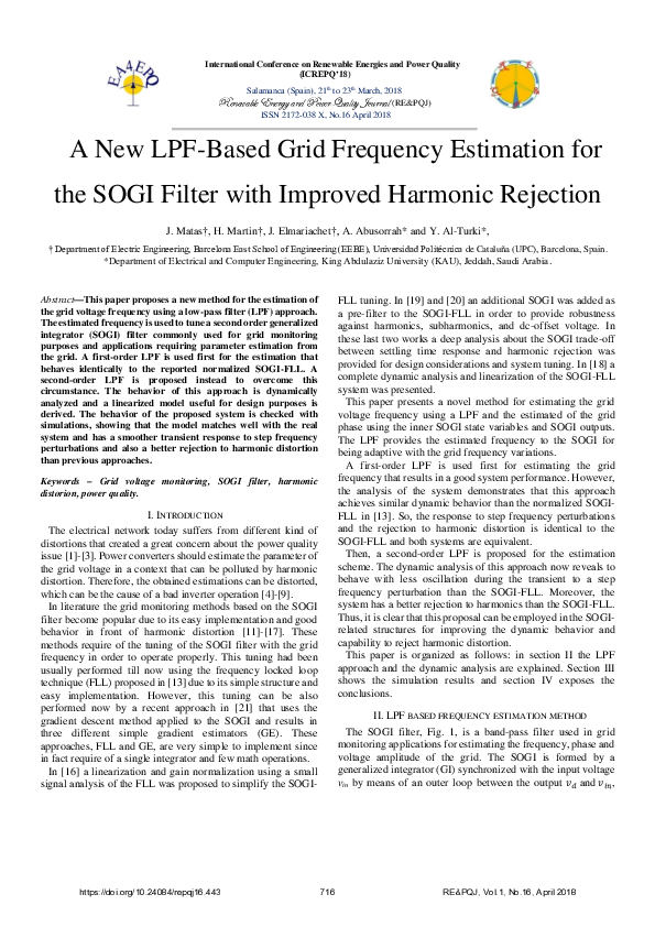 (PDF) A New LPF-Based Grid Frequency Estimation for the SOGI Filter ...