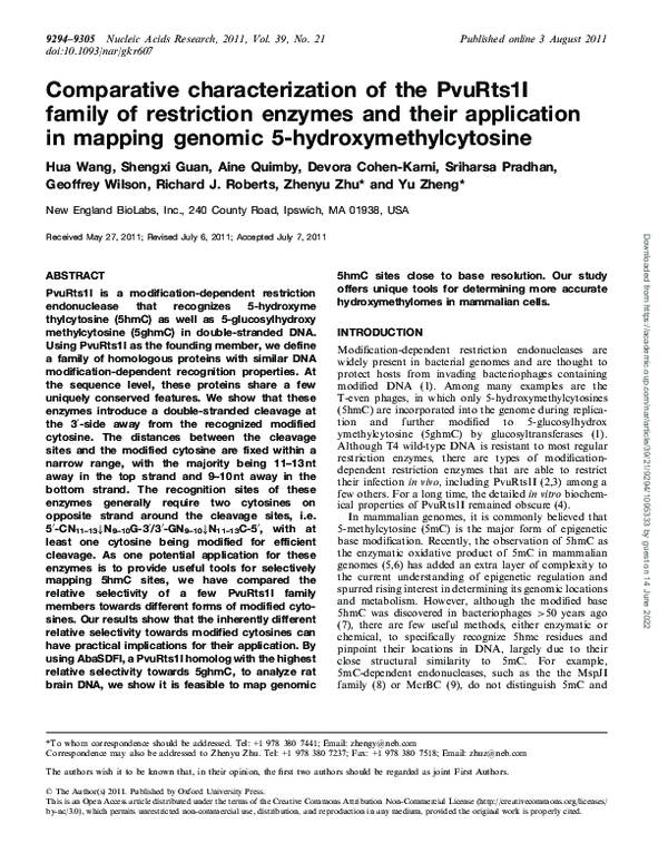 (PDF) Comparative characterization of the PvuRts1I family of ...