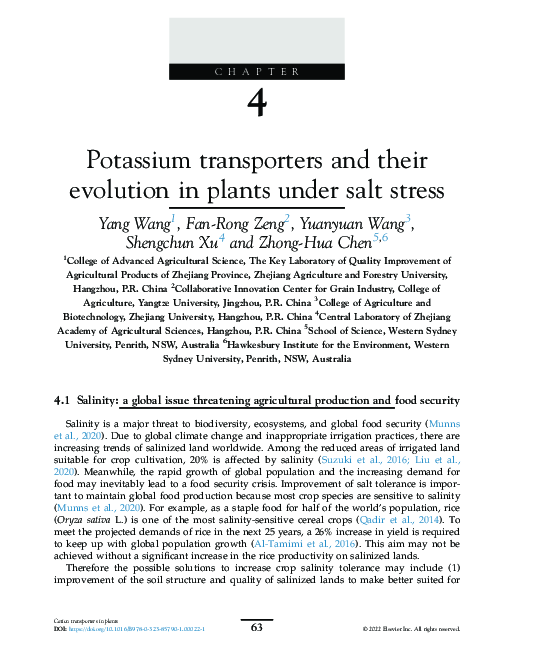 (PDF) Potassium transporters and their evolution in plants under salt ...