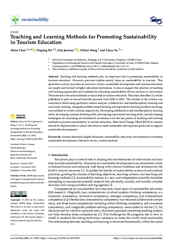 (PDF) Teaching and Learning Methods for Promoting Sustainability in ...