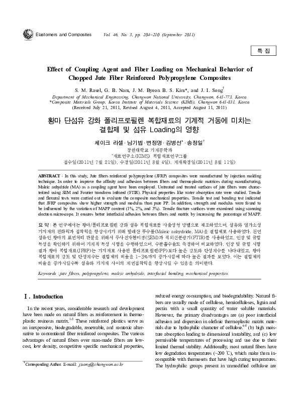 (PDF) Effect of Coupling Agent and Fiber Loading on Mechanical Behavior ...