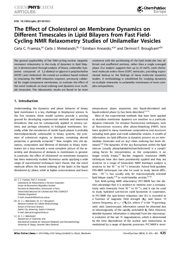 (PDF) Molecular motion and order in singlebilayer vesicles with