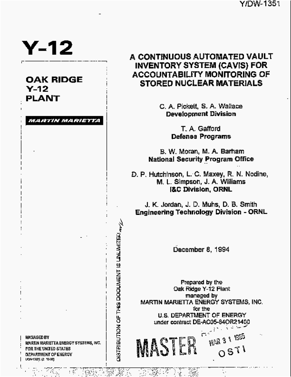 (PDF) A Continuous Automated Vault Inventory System (CAVIS) for ...