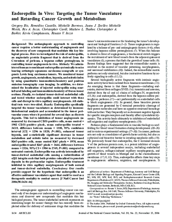 (PDF) Endorepellin In Vivo: Targeting the Tumor Vasculature and ...