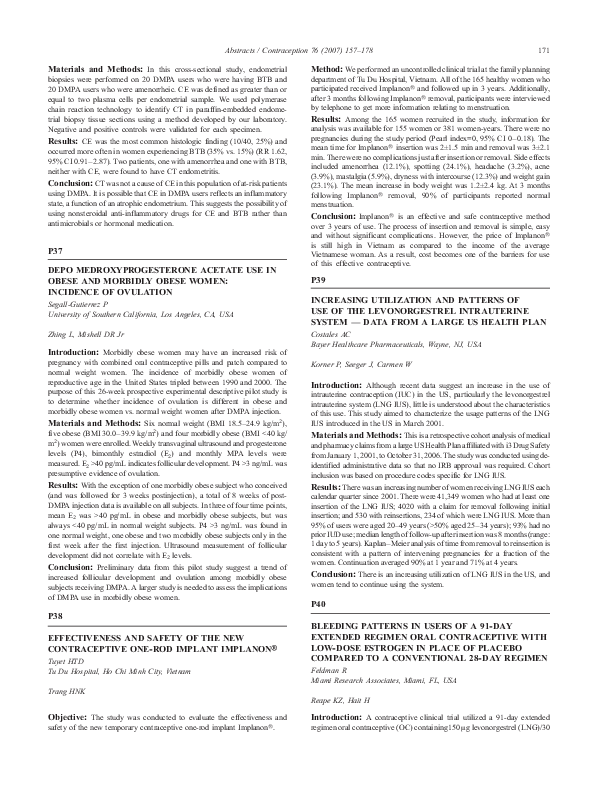 (PDF) Effectiveness and safety of the new contraceptive onerod implant