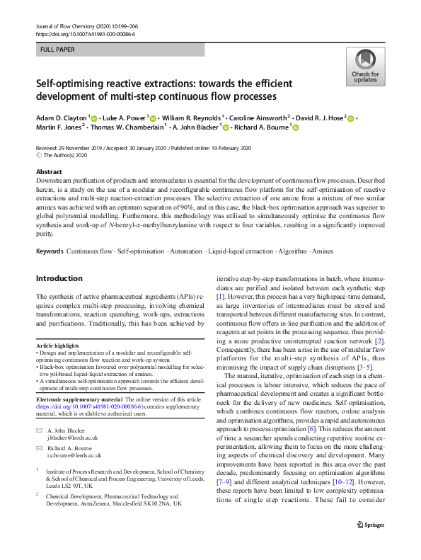 (PDF) Self-optimising reactive extractions: towards the efficient ...