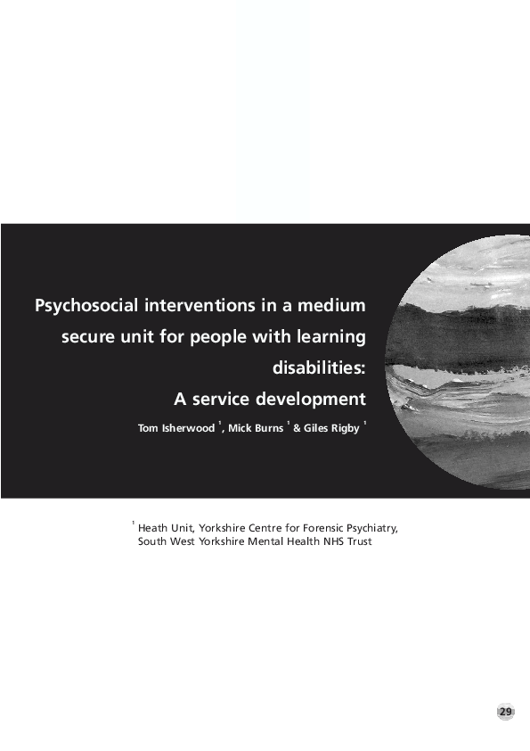 (PDF) Psychosocial interventions in a medium secure unit for people ...