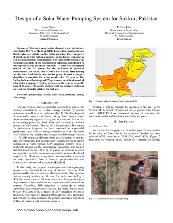 (PDF) Design of a Solar Water Pumping System for Sukkur, Pakistan