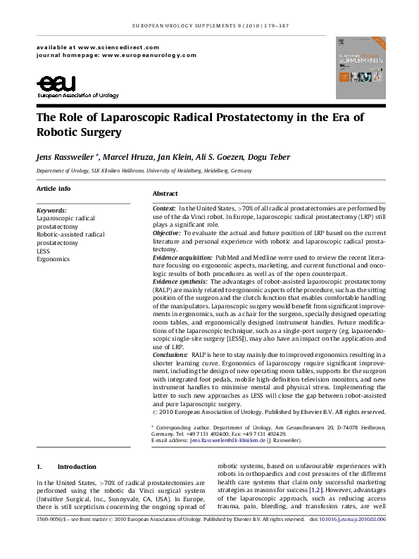 (PDF) The Role of Laparoscopic Radical Prostatectomy in the Era of ...