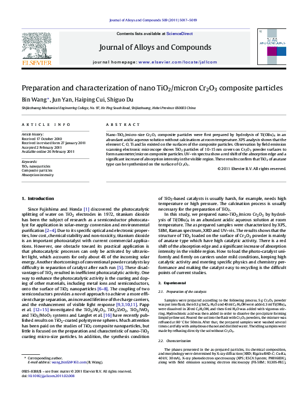 (PDF) Preparation and characterization of nano TiO2/micron Cr2O3 ...