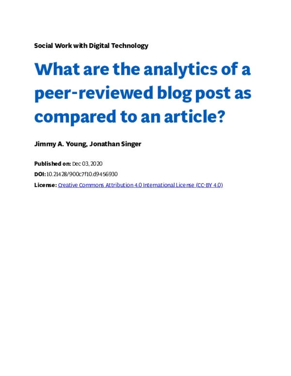 (PDF) What are the analytics of a peer-reviewed blog post as compared ...