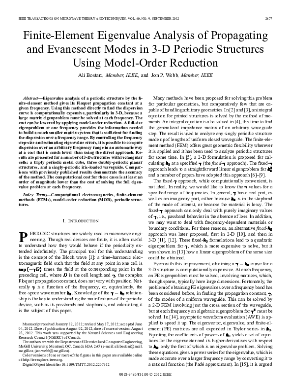 (PDF) Finite-Element Eigenvalue Analysis of Propagating and Evanescent ...