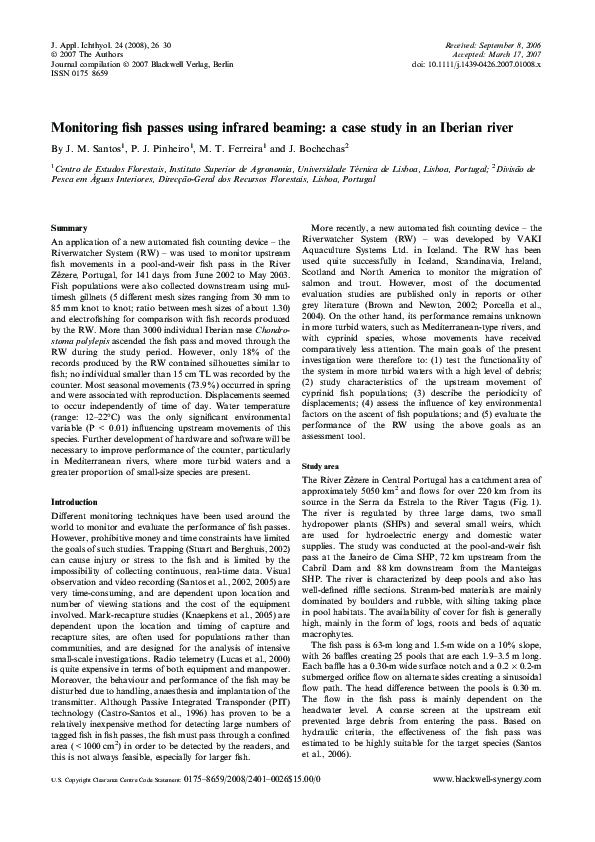(PDF) Monitoring fish passes using infrared beaming: a case study in an ...