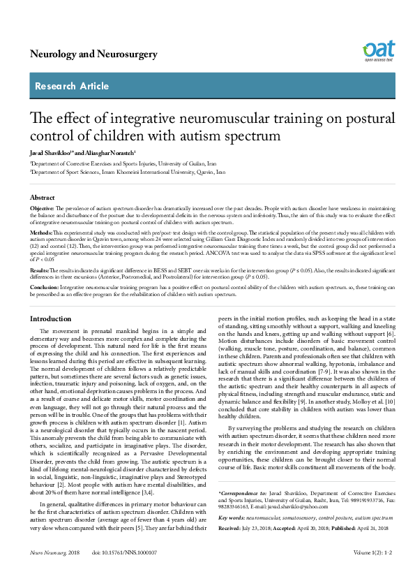 (PDF) The effect of integrative neuromuscular training on postural ...