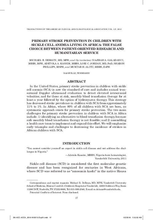 (PDF) Primary Stroke Prevention in Children with Sickle Cell Anemia ...