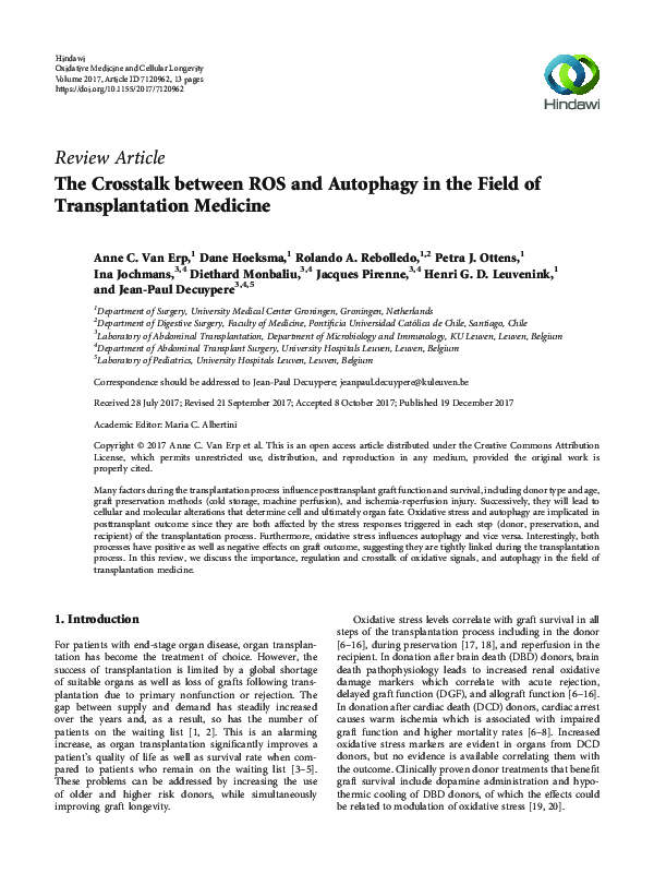 (PDF) The Crosstalk between ROS and Autophagy in the Field of ...