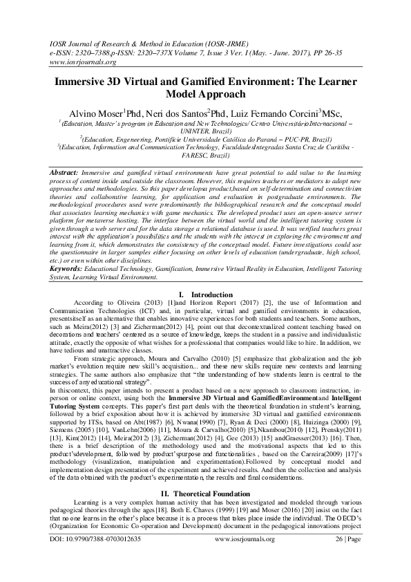 (PDF) Immersive 3D Virtual and Gamified Environment: The Learner Model ...