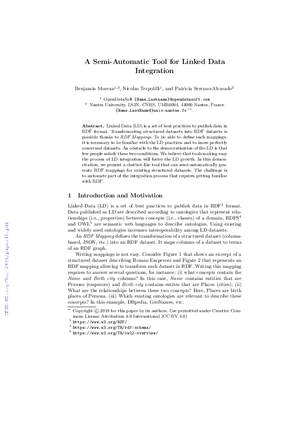 (PDF) A Semi-Automatic Tool for Linked Data Integration