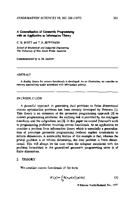 (PDF) A generalisation of geometric programming with an application to ...