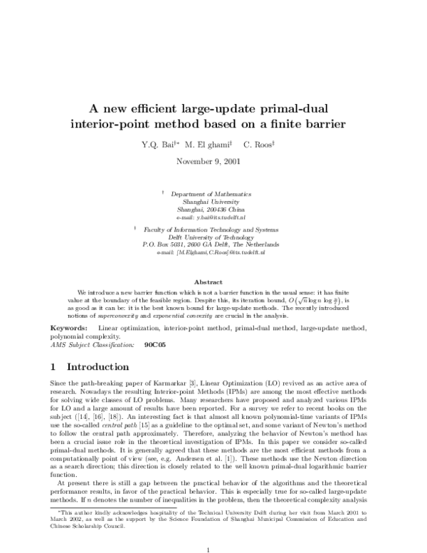 (PDF) A New Efficient Large-Update Primal-Dual Interior-Point Method ...
