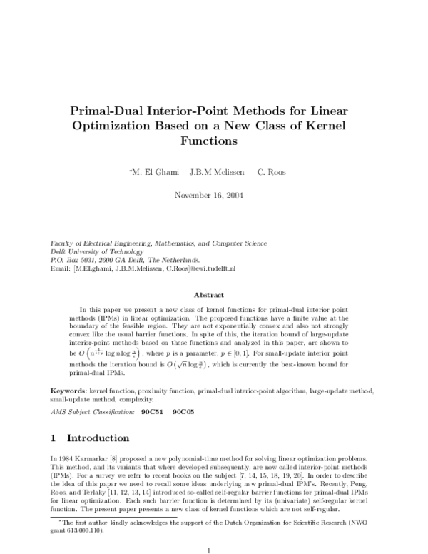 (PDF) Primal-Dual Interior-Point Methods for Linear Optimization Based ...