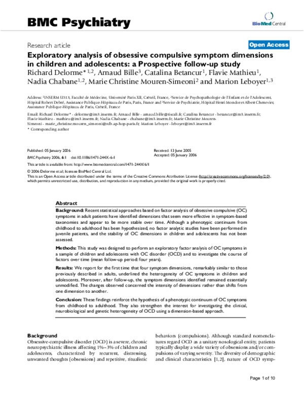 (PDF) Exploratory analysis of obsessive compulsive symptom dimensions ...