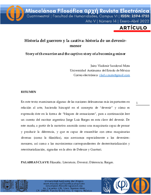 (PDF) Historia del guerrero y la cautiva historia de un devenirmenor