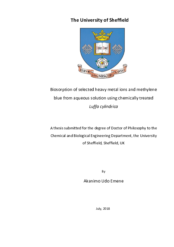 (PDF) Biosorption of selected heavy metal ions and methylene blue from ...