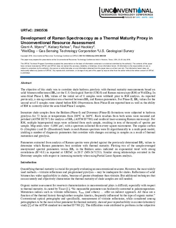 (PDF) Development of Raman Spectroscopy as a Thermal Maturity Proxy in ...