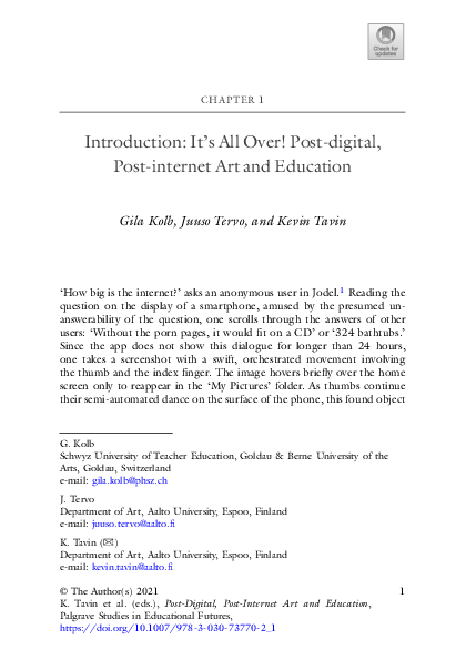 (PDF) Introduction: It’s All Over! Post-digital, Post-internet Art and ...
