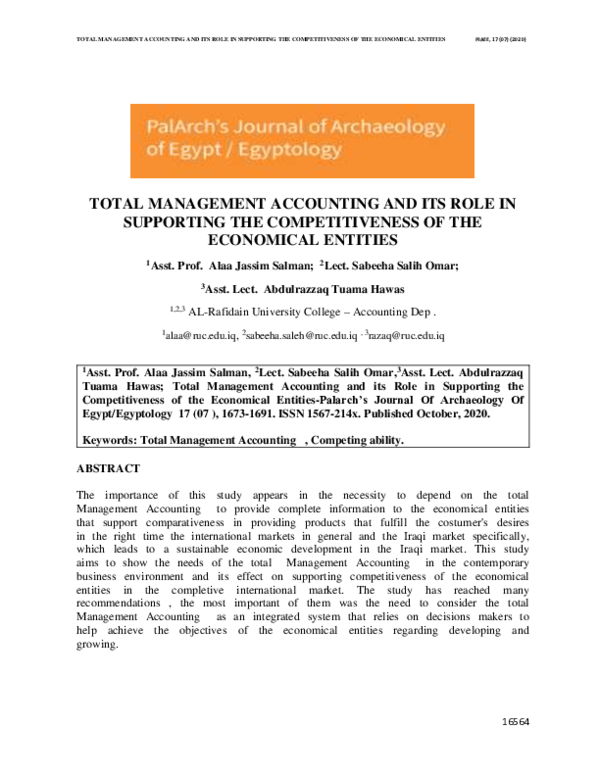 (PDF) TOTAL MANAGEMENT ACCOUNTING AND ITS ROLE IN SUPPORTING THE ...