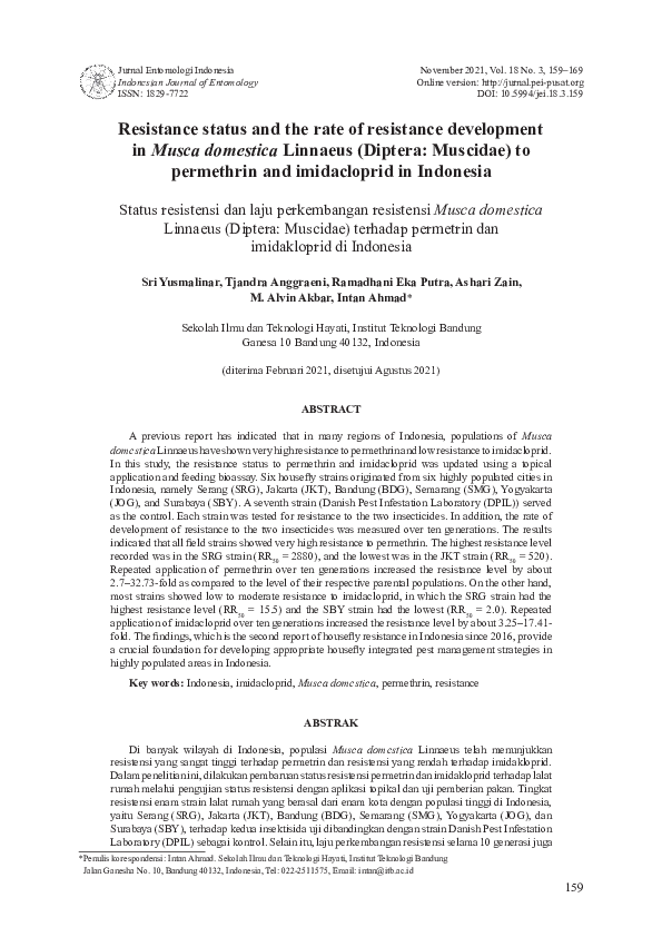 (PDF) Resistance status and the rate of resistance development in Musca ...