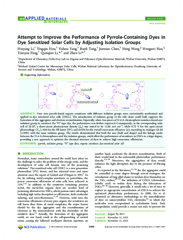 (PDF) Attempt to Improve the Performance of Pyrrole-Containing Dyes in ...