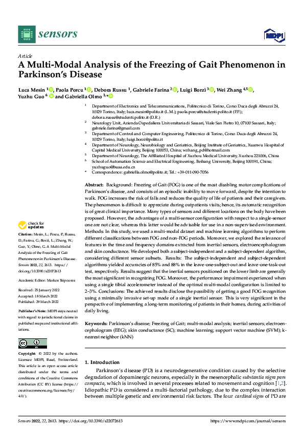 (PDF) A Multi-Modal Analysis of the Freezing of Gait Phenomenon in ...