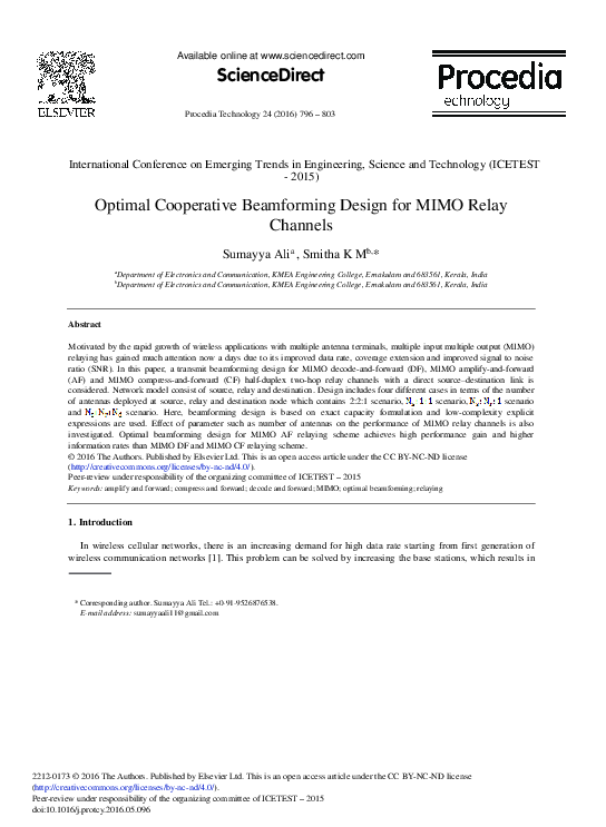 (PDF) Optimal Cooperative Beamforming Design for MIMO Decode-and ...