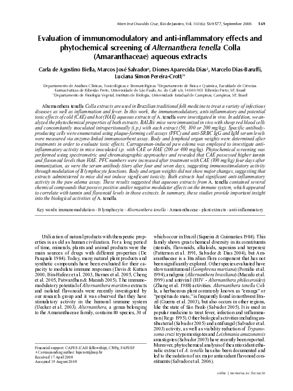 (PDF) Evaluation of immunomodulatory and anti-inflammatory effects and ...