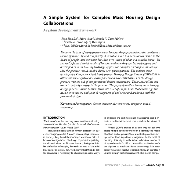 (PDF) A Simple System for Complex Mass Housing Design Collaborations ...